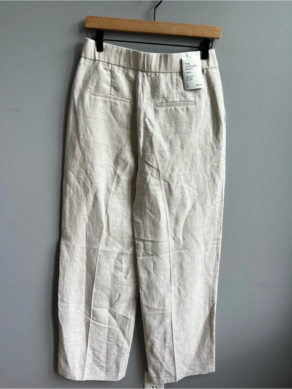 Aritzia The Limitless Pant Linen NWT Natural Ecru Wide Leg Size 6